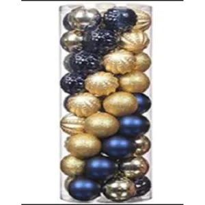 Xmas Ball with Clear Box 6cm 30pcs Blue/Gold