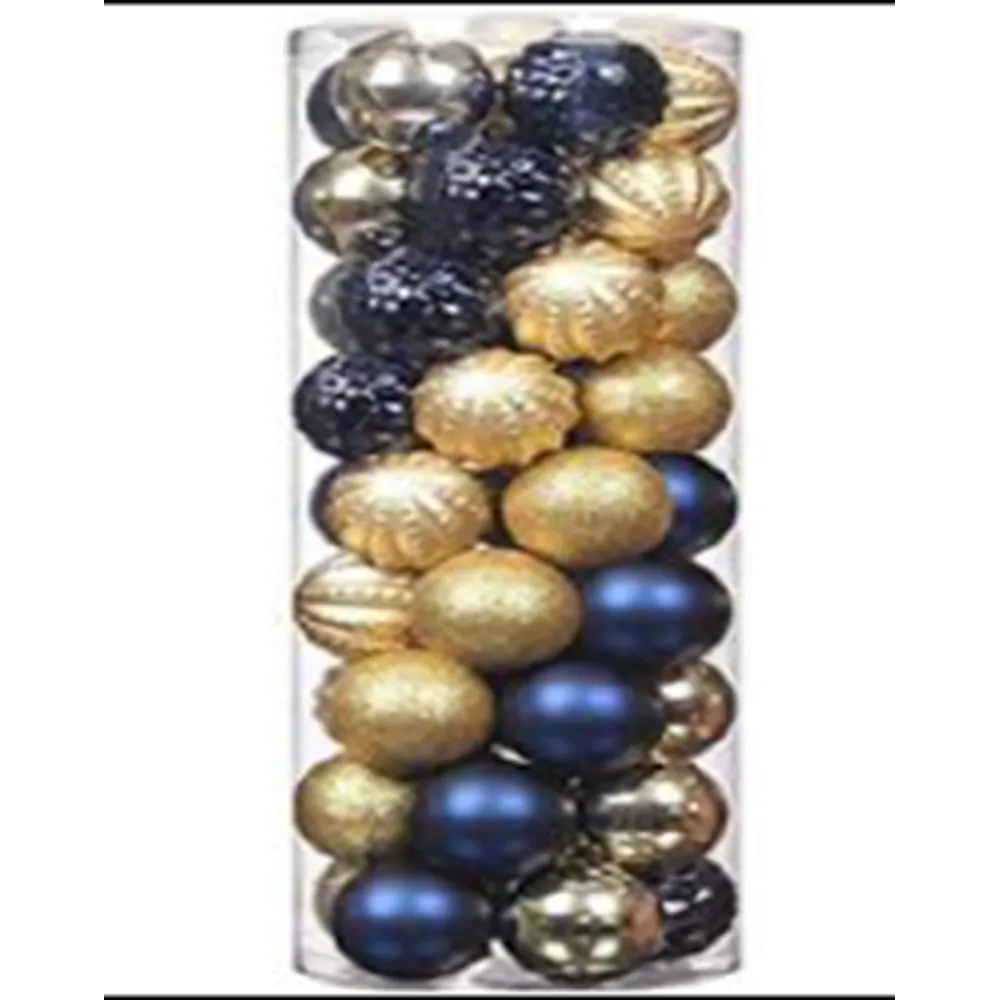 Xmas Ball with Clear Box 6cm 30pcs Blue/Gold
